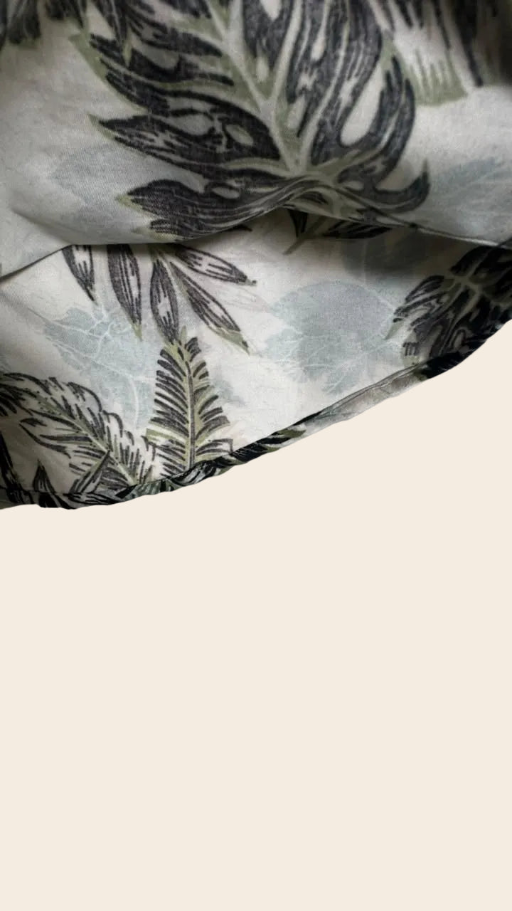 ZARA Men's Tropical Leaf Print Long Sleeve Shirt