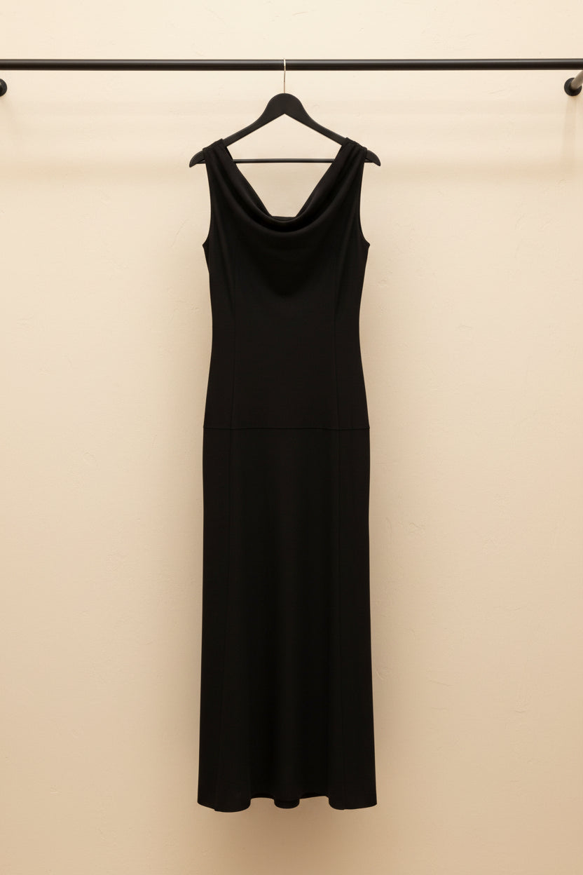 September. Black Cowl Neck Midi Dress