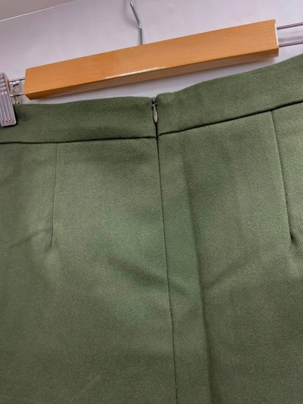 R&K Women's Olive Green A-Line Mini Skirt with Pocket Detail