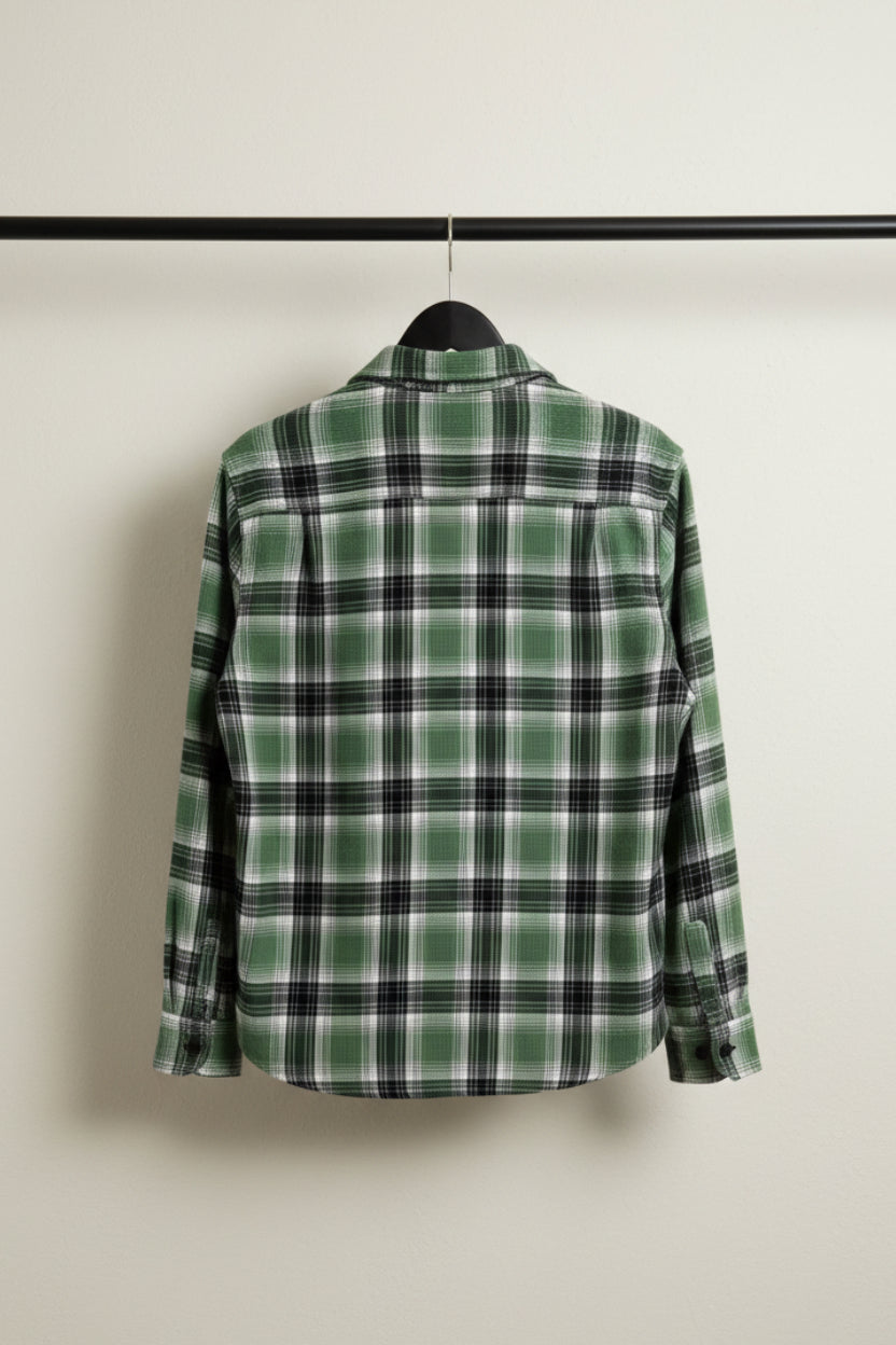 Burberry Men's Green Plaid Slim Fit Flannel Shirt