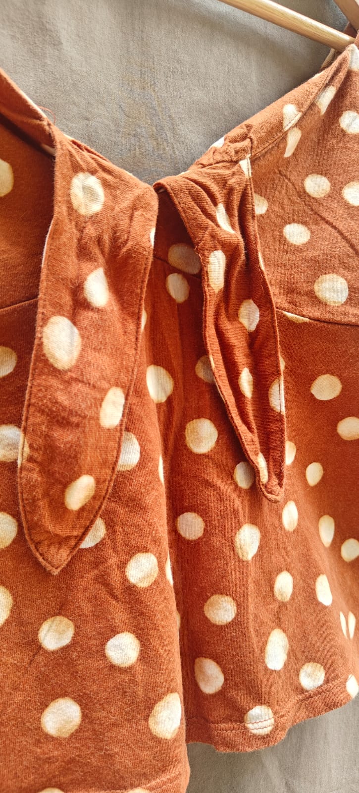Forever 21 Women's Rust Polka Dot Tie-Front Crop Top