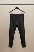 Zara Basic Black Faux Leather Panel Leggings