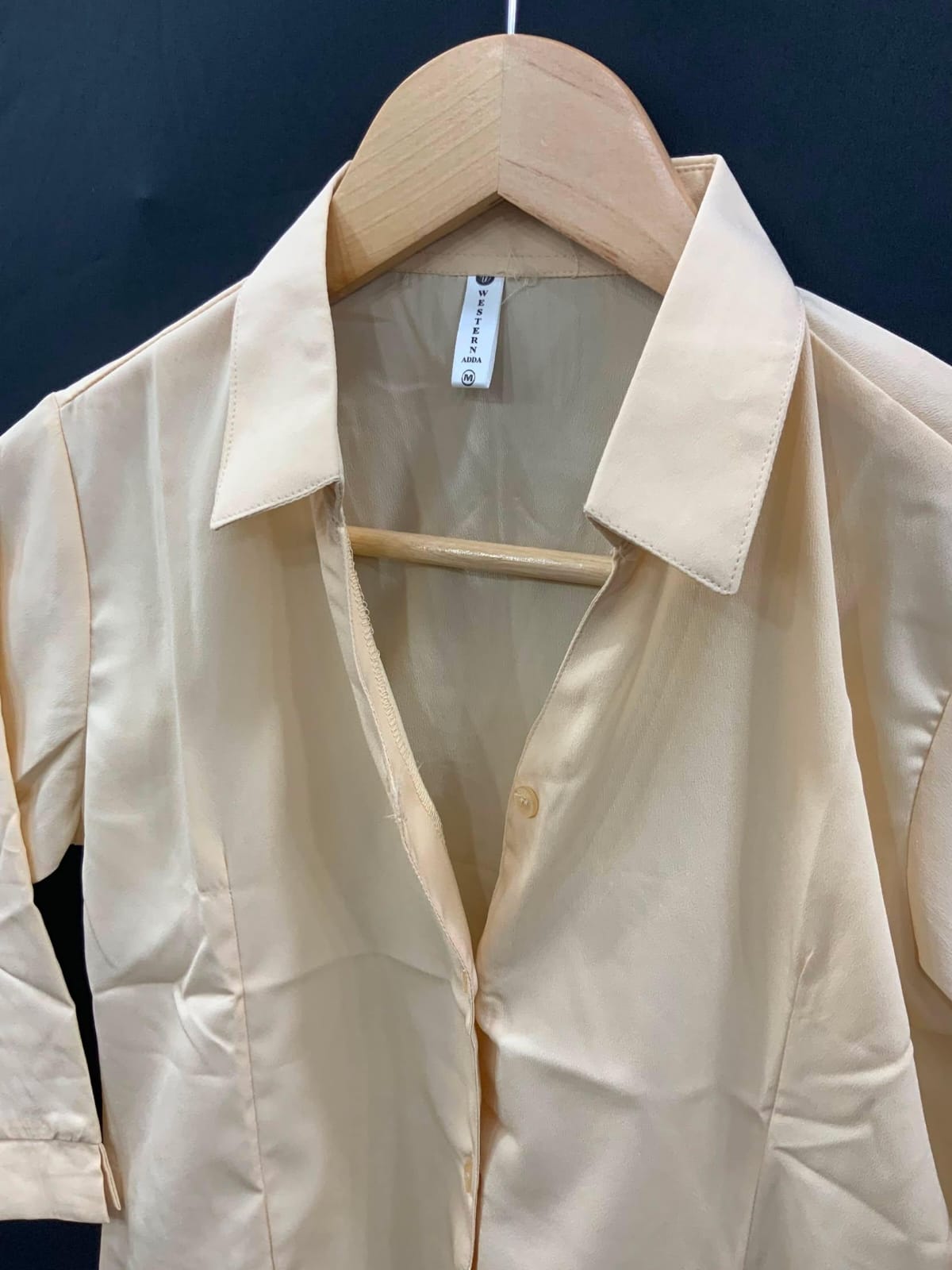 Western Adda Women's Beige 3/4 Sleeve Collared Shirt