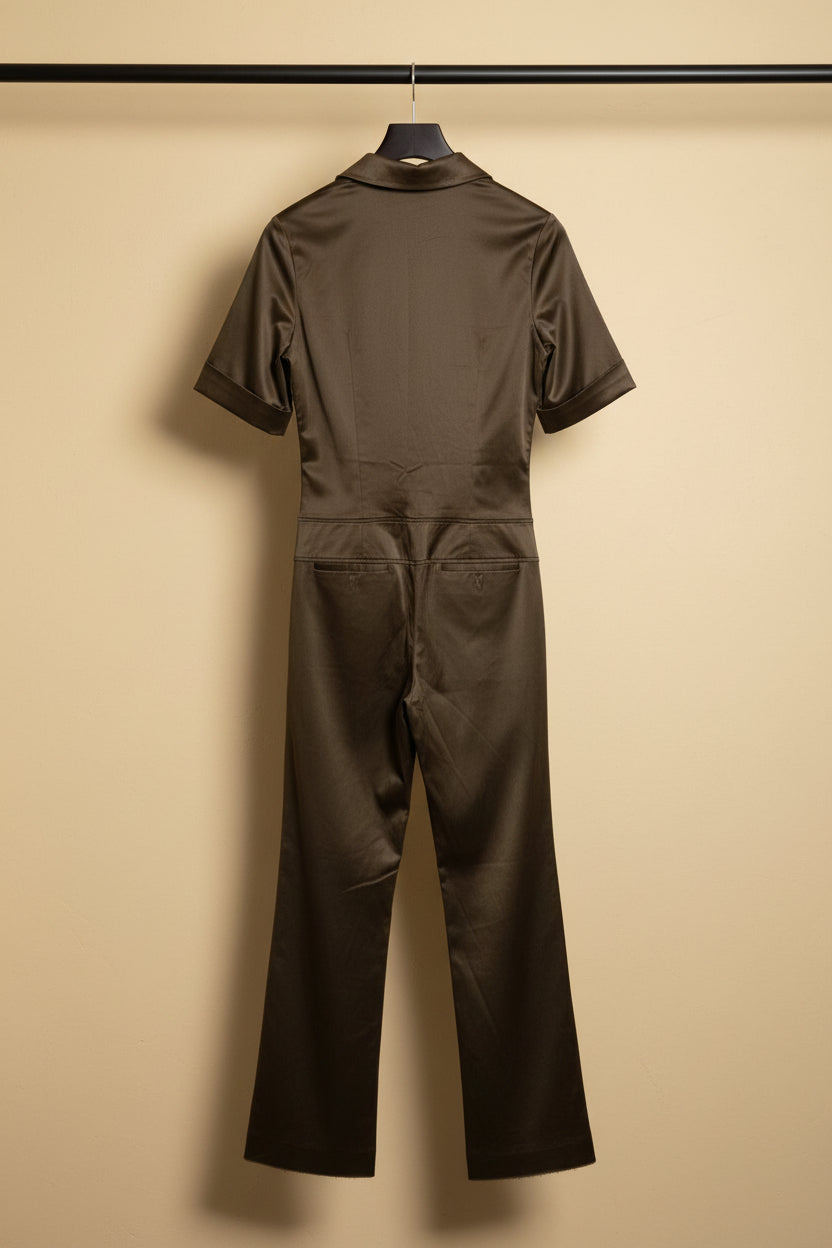 Sinequanone Brown Collared Short Sleeve Jumpsuit