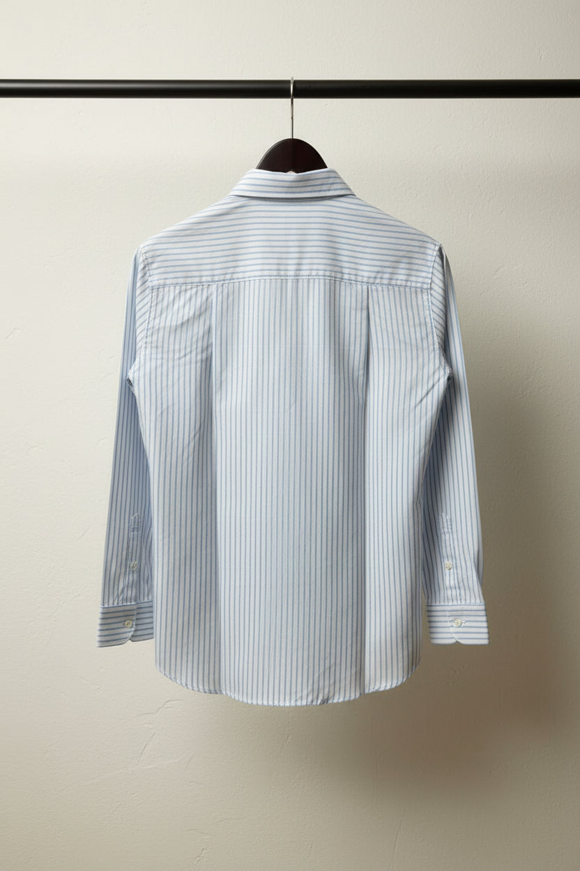 U.S. POLO ASSN. Men's Blue & White Striped Long Sleeve Casual Shirt