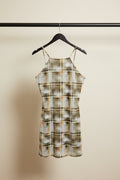 Women's Multicolor Plaid Halterneck Bodycon Mini Dress