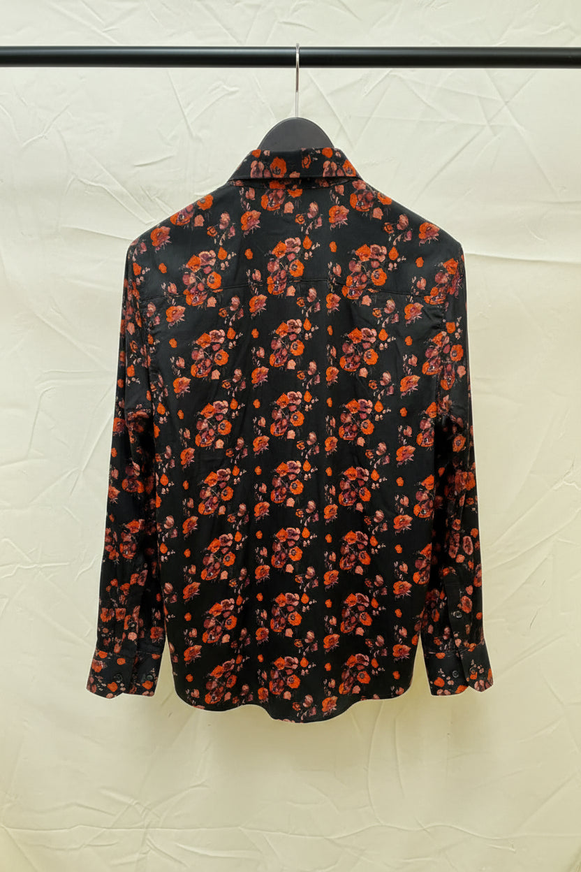 CLUBBING Men's Black Floral Digital Print Long Sleeve Shirt