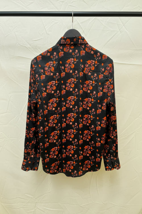 CLUBBING Men's Black Floral Digital Print Long Sleeve Shirt
