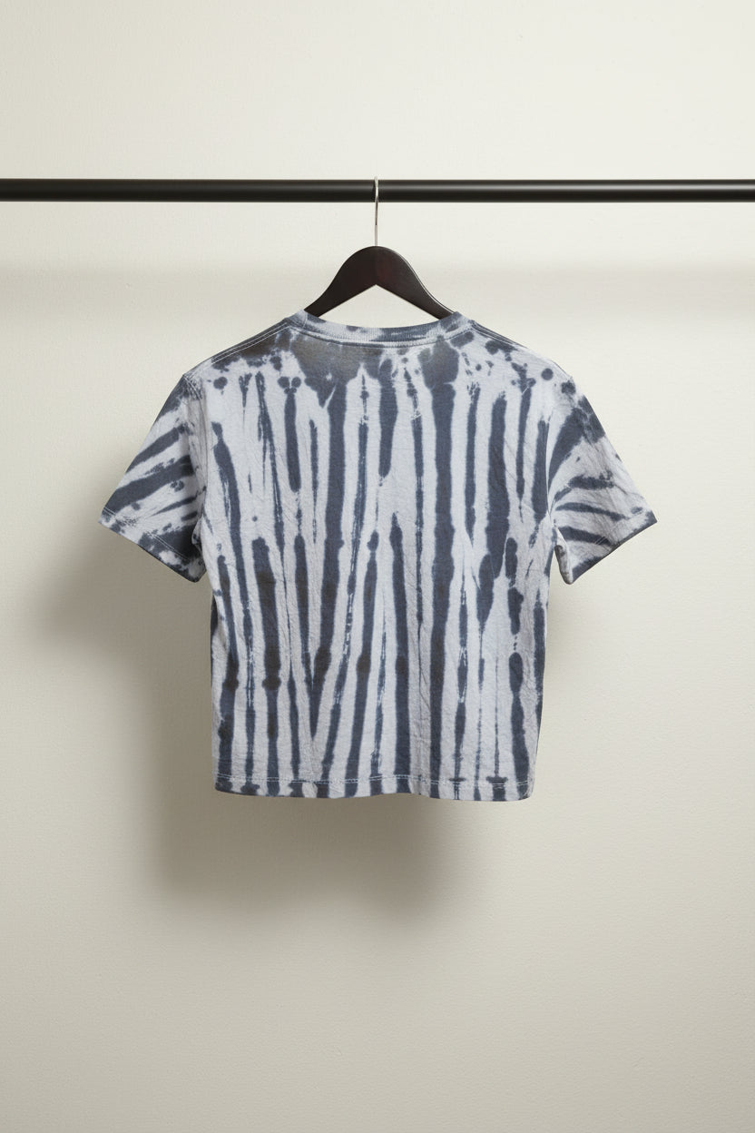 SUPER BRAND Grey Tie-Dye Striped Short Sleeve T-Shirt