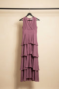 Women's Purple Tiered Halterneck Maxi Dress
