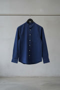 Men's Navy Blue Mandarin Collar Long Sleeve Shirt