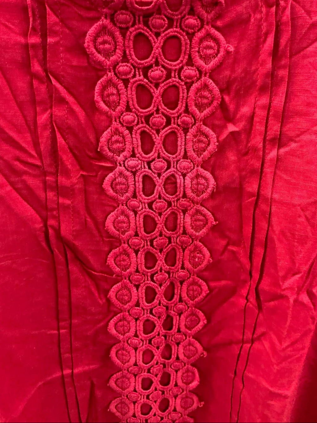 TOKYO TALKIES Women's Red Embroidered 3/4 Sleeve Top