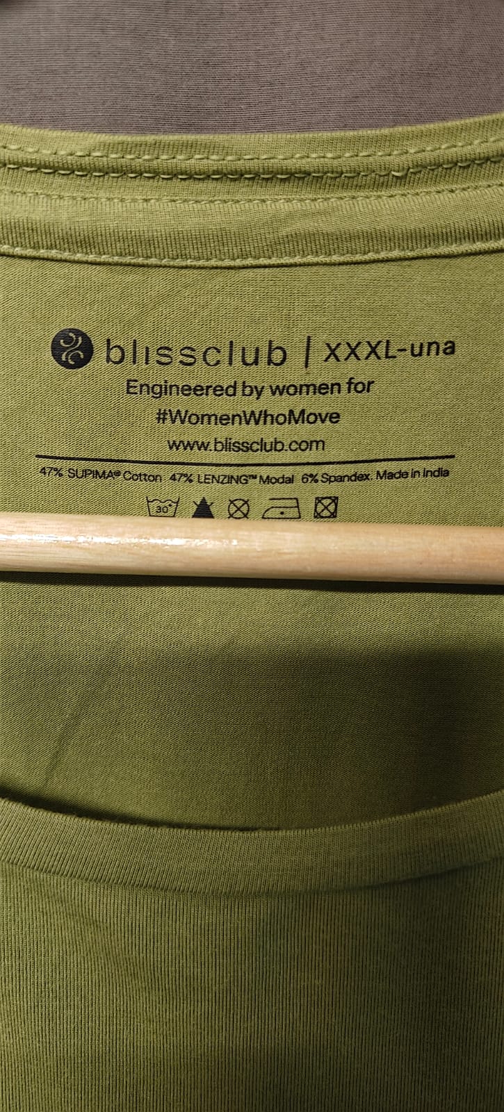 Blissclub Women's XXXL-Una Olive Green Short Sleeve T-Shirt