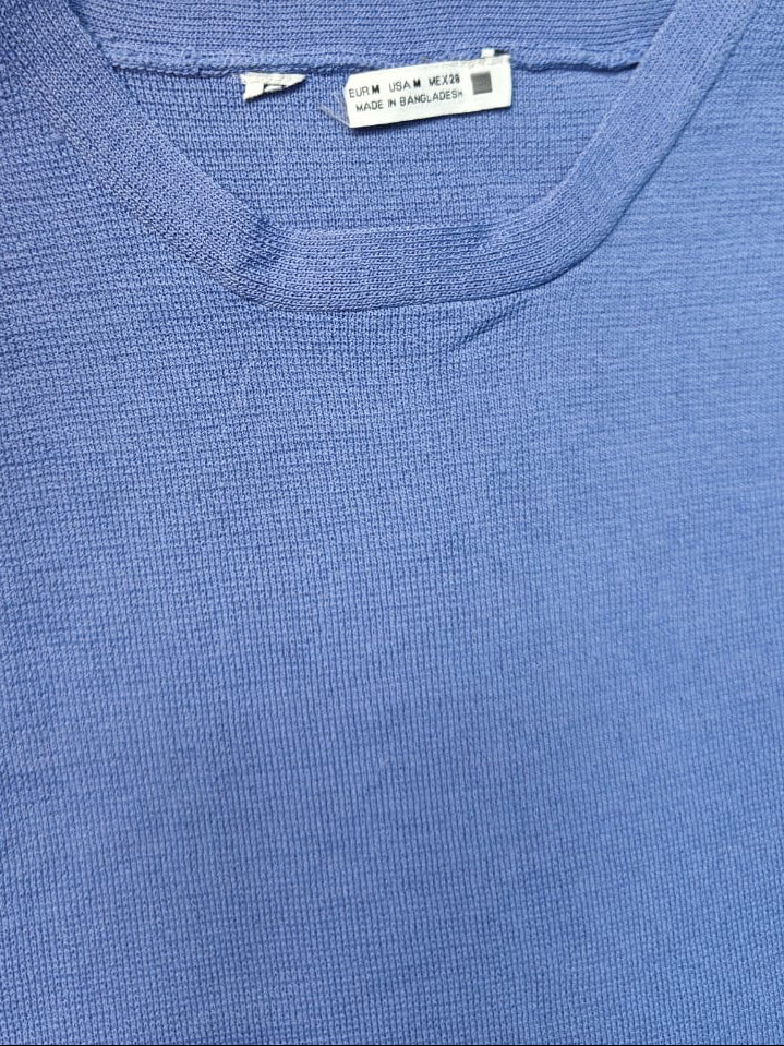 Women's Blue Sleeveless Ribbed Knit Crop Top