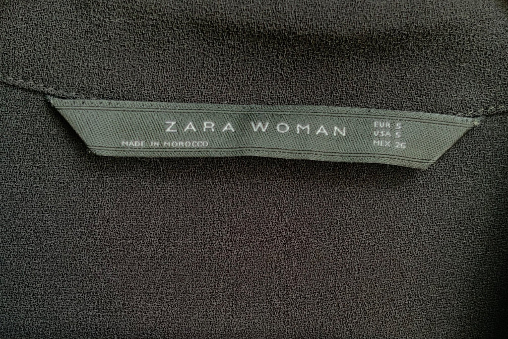 Zara Woman Black Collared Button-Front Belted Mini Dress