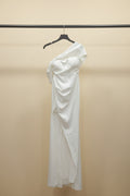 Miss Ord White One-Shoulder Ruched Maxi Dress