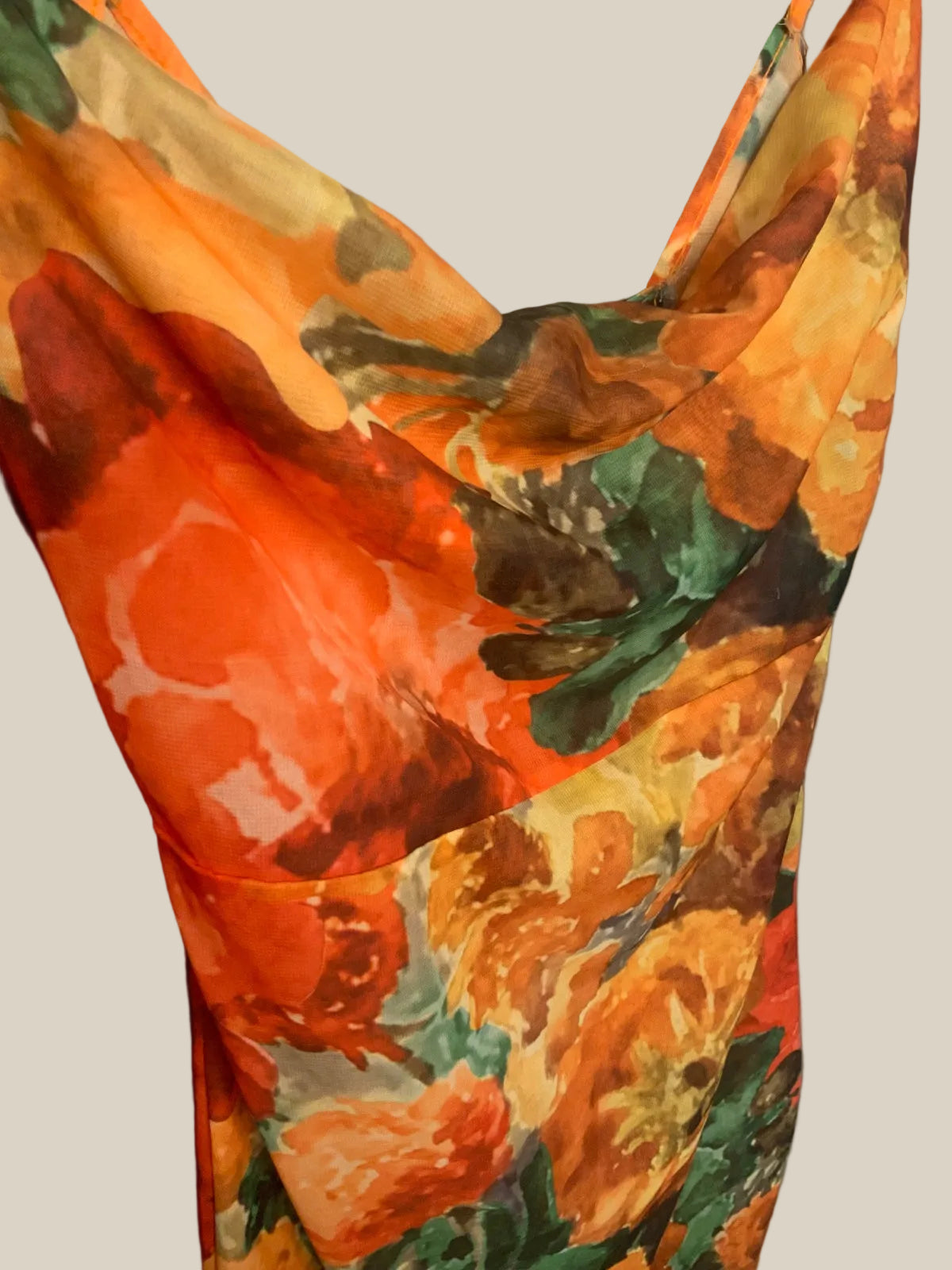 Women's Floral Print Cowl Neck Bodycon Maxi Dress