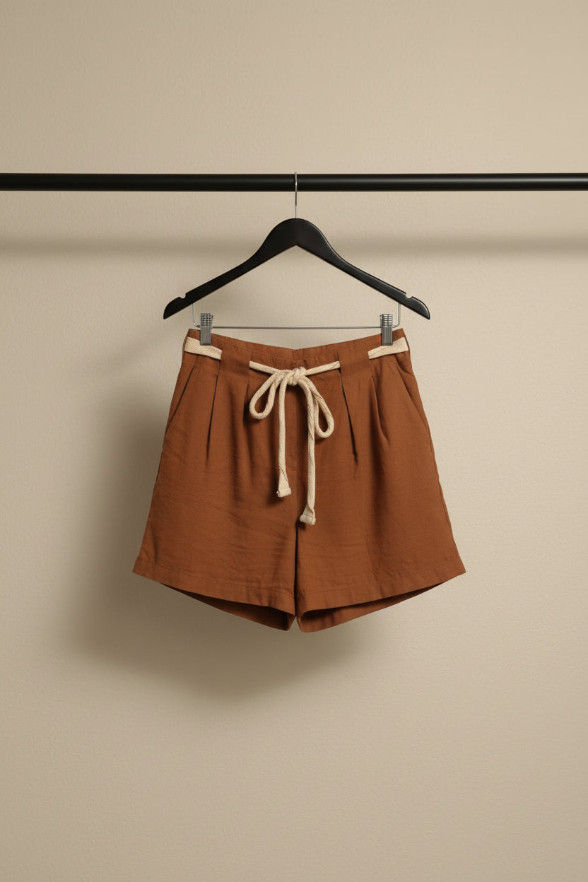 Jacqueline de Yong by ONLY Women's Brown High-Waist Drawstring Shorts