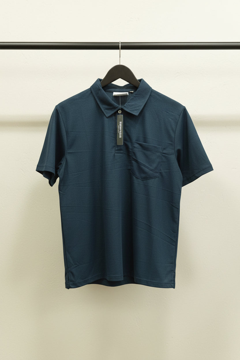 ESSENTIALS FEAR OF GOD Men's Navy Blue Polo Shirt with Pocket