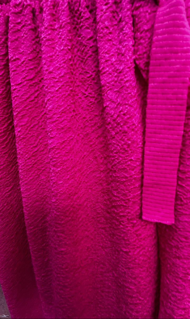 Women's Hot Pink Textured Wide Leg Cropped Pants