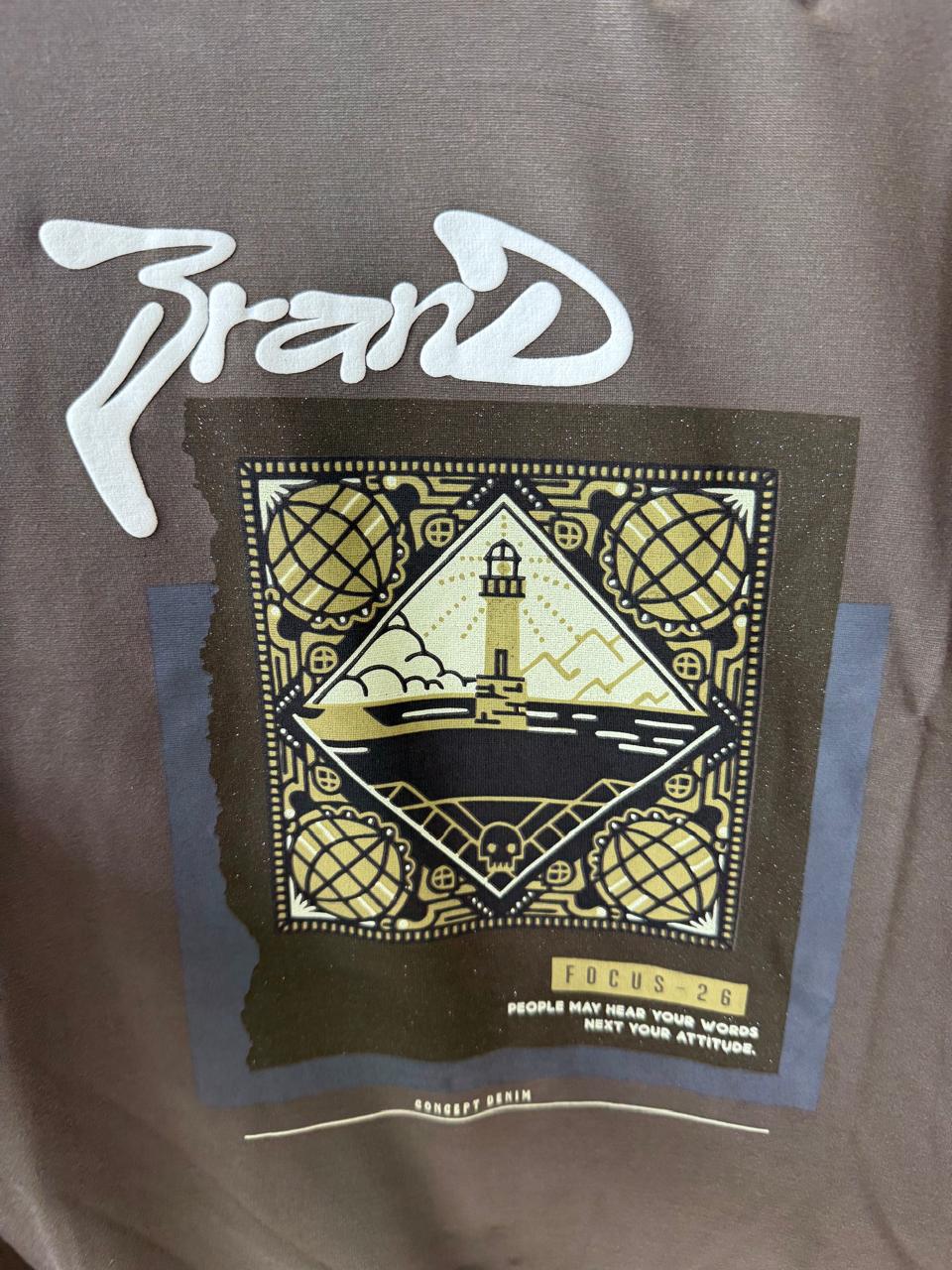 ELBORN Men's Brown Graphic Print Short Sleeve T-Shirt