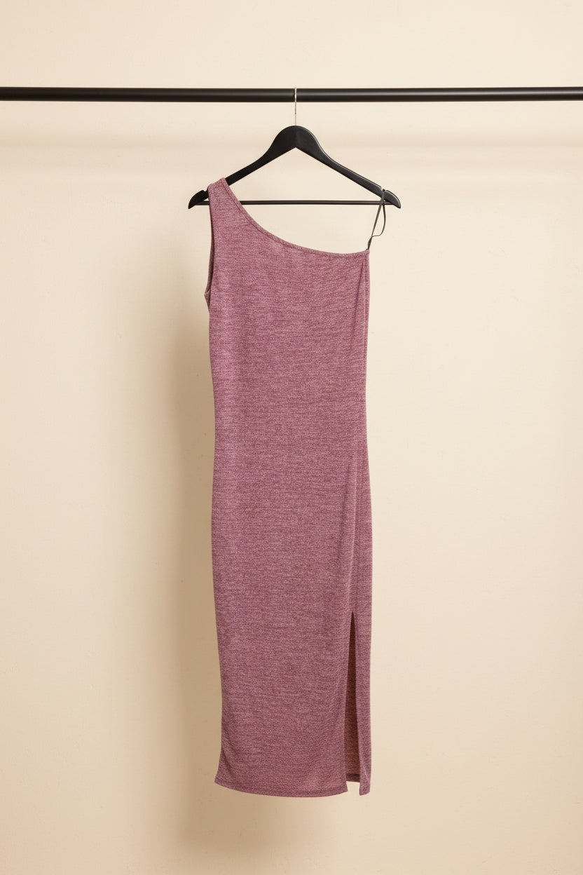 KAZO Women's Pink One-Shoulder Bodycon Midi Dress