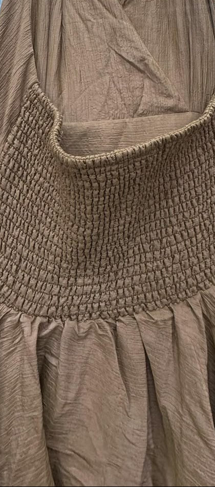 Brown Tiered Halter Neck Maxi Dress