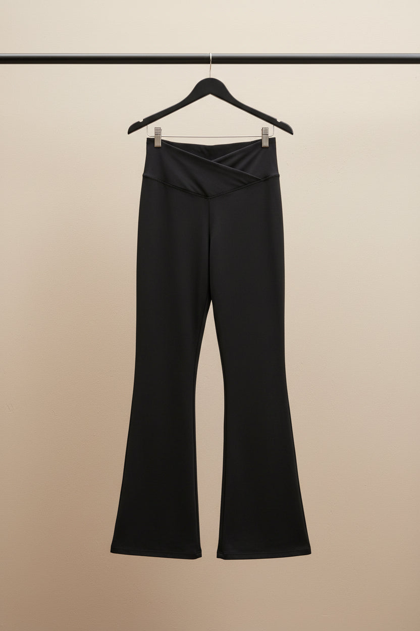 Women's Black High-Waist Flared Leggings