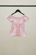 Pink & White Striped Off-Shoulder Smocked Peplum Top