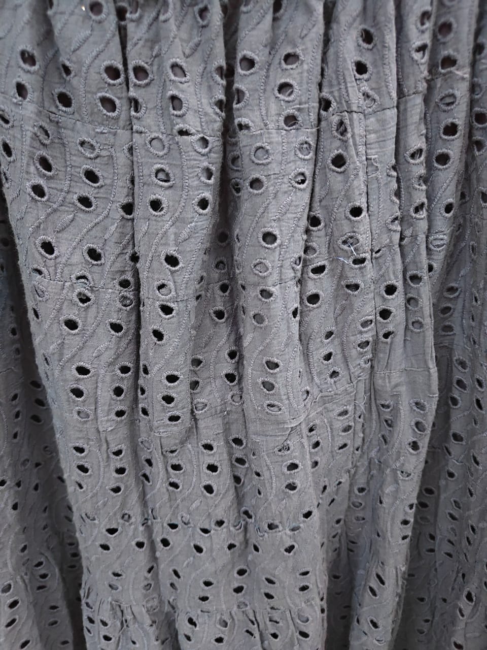 Women's Navy Blue Eyelet Embroidered Tiered Maxi Skirt