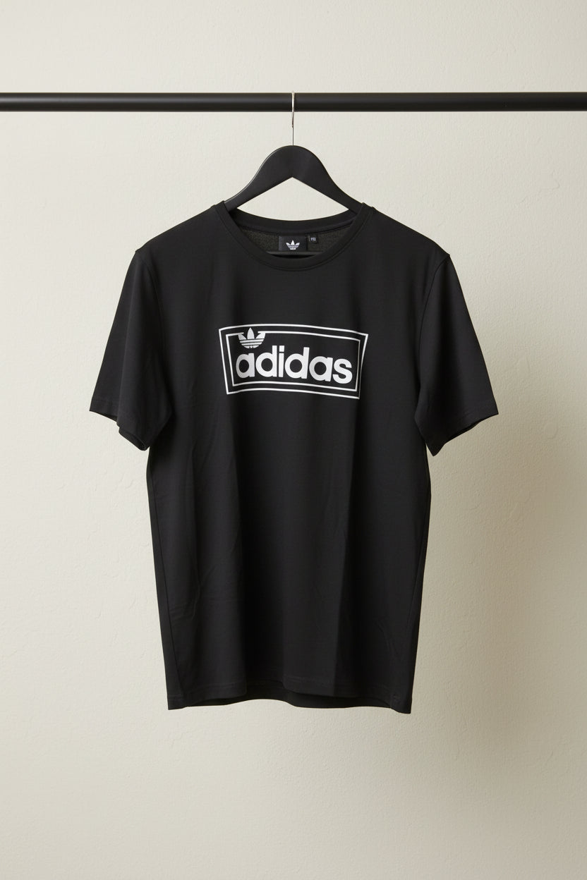 Adidas Men's Black Logo Print Short Sleeve T-Shirt