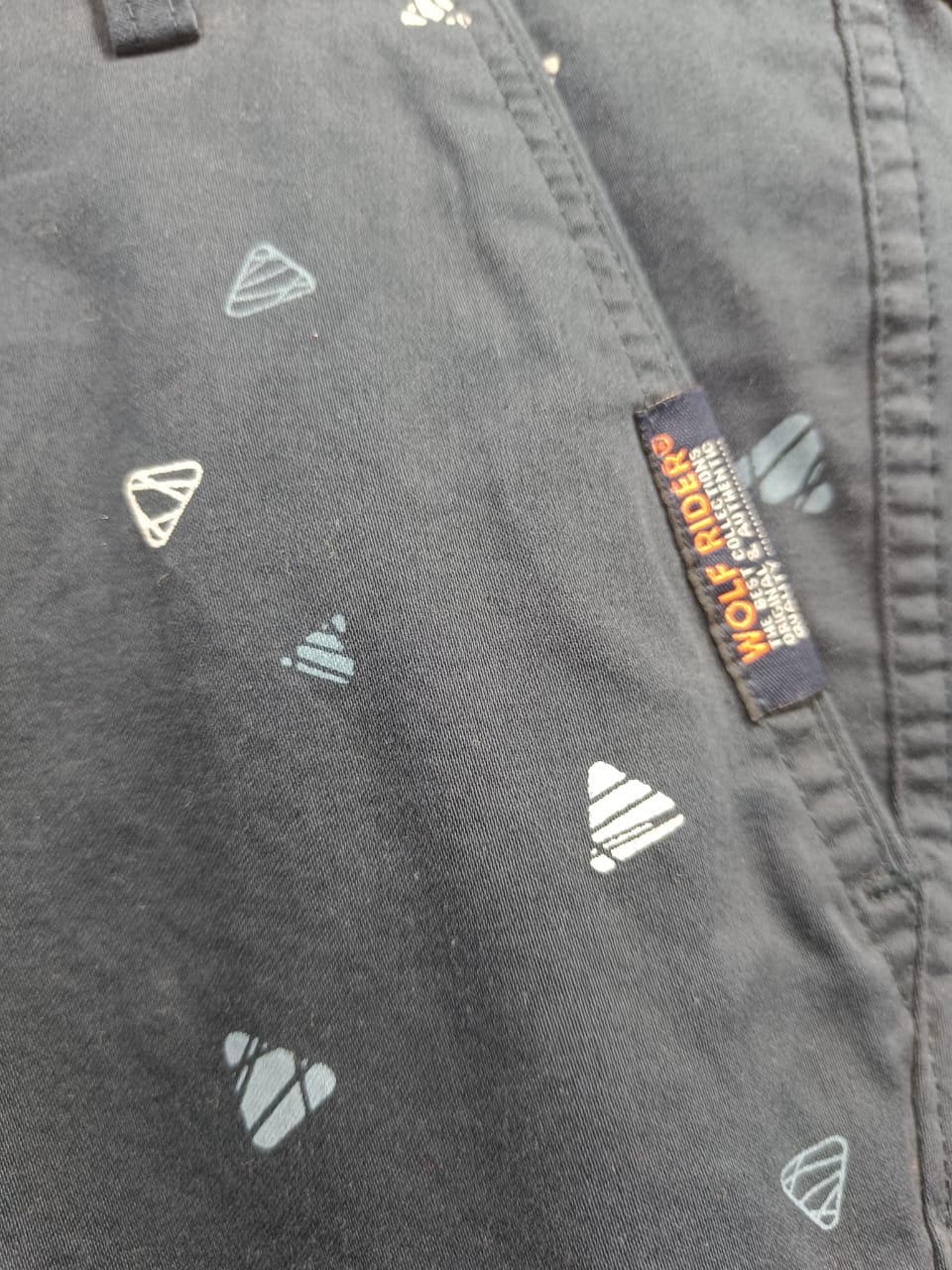 Wolf Rider Men's Dark Blue Printed Casual Shorts