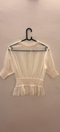 COVER STORY Women's Off-White Sheer Dotted Peplum Top