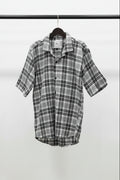 M7 Men's Grey and Black Plaid Short Sleeve Casual Shirt