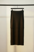 Black Ribbed Knit Maxi Skirt with Slit
