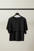 FEMMELLA Women's Black Layered Short Sleeve Top