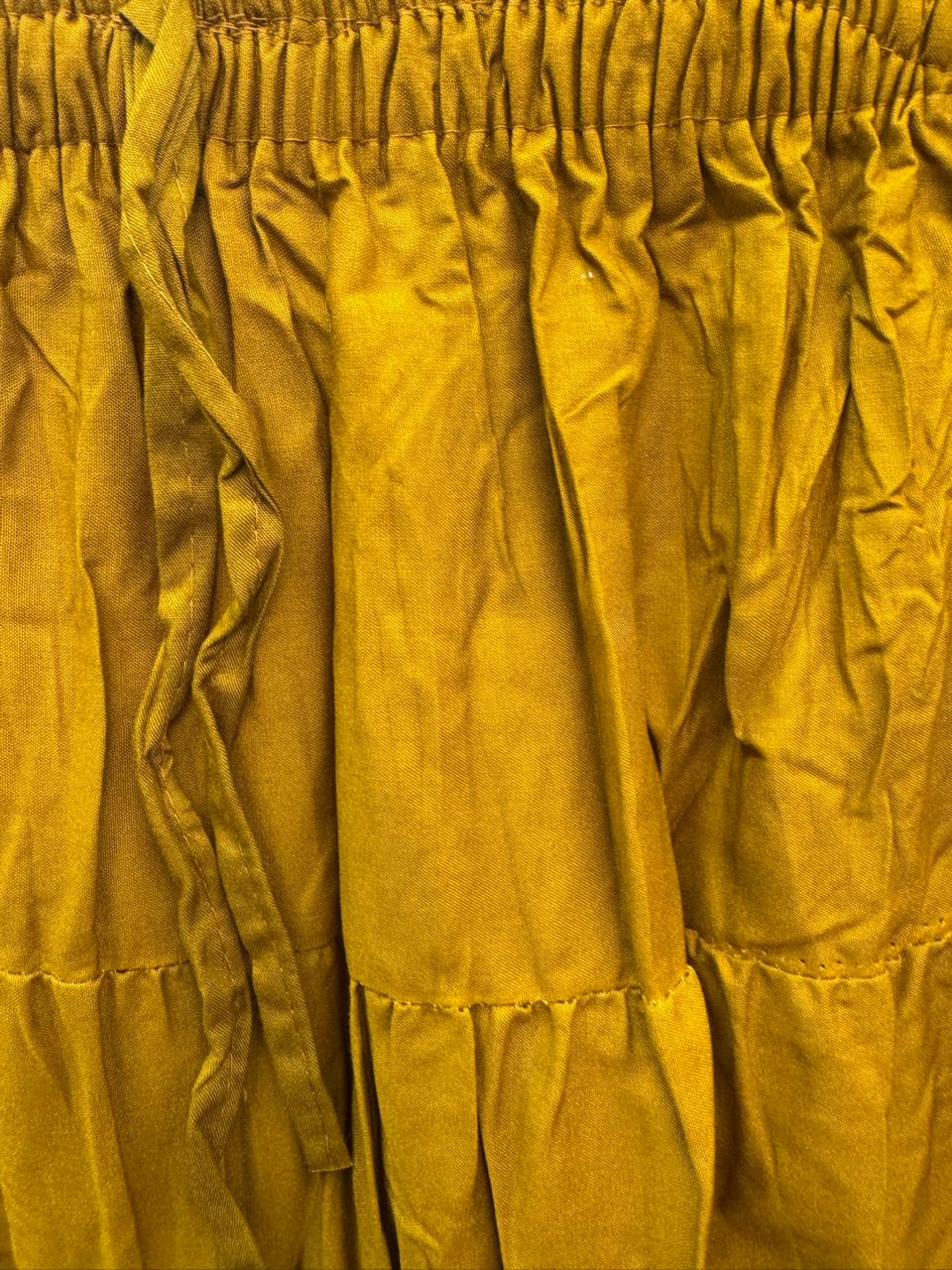 Women's Golden Yellow Tiered Maxi Skirt