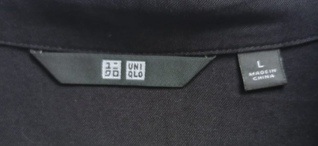 Uniqlo Black Long Sleeve Collared Blouse Tunic Top