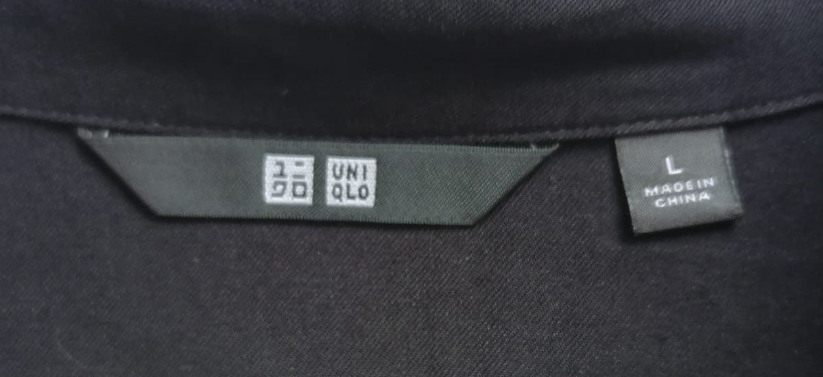 Uniqlo Black Long Sleeve Collared Blouse Tunic Top