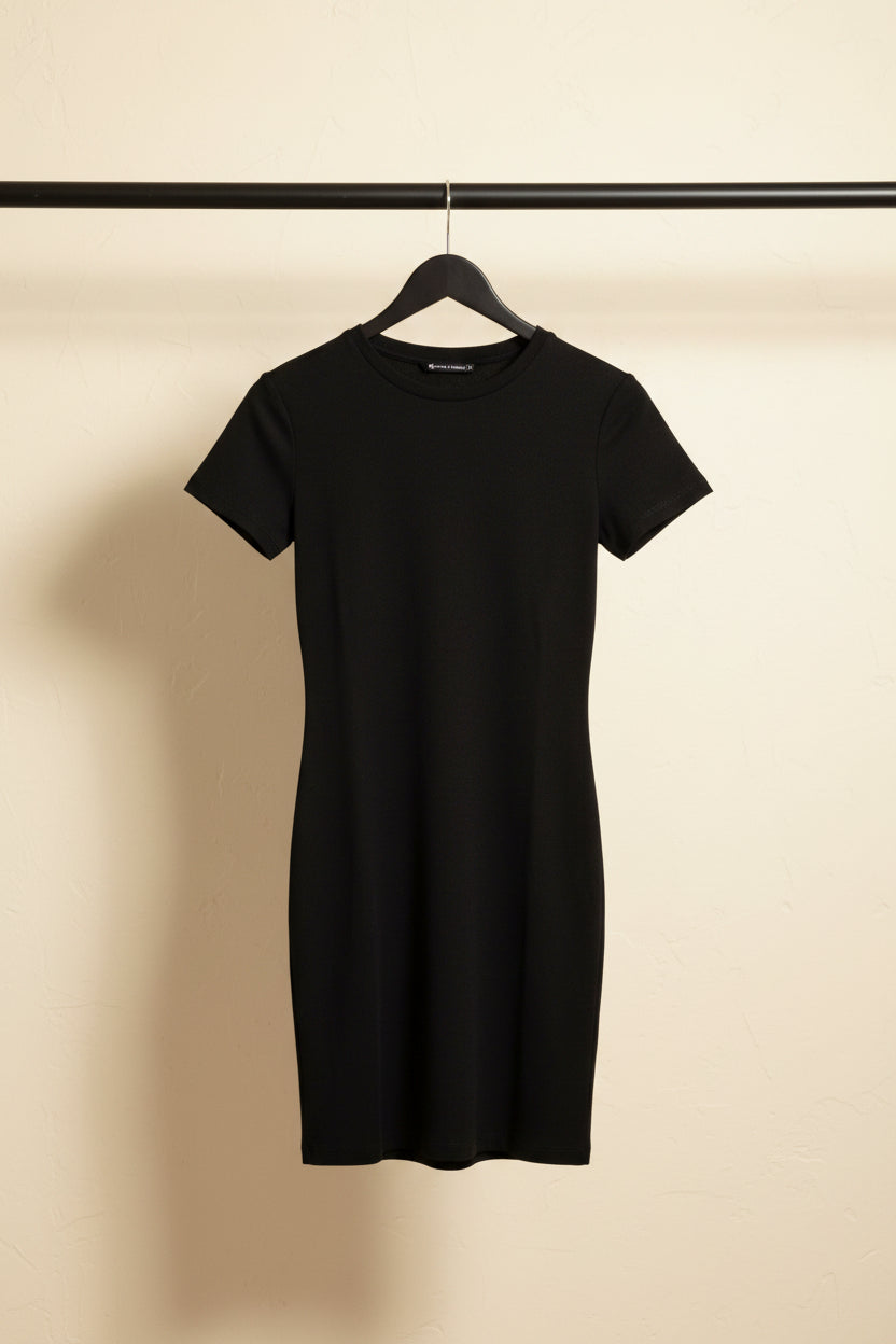Kook N Keech Women's Black Ribbed Mini Dress