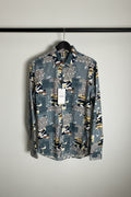 Zara Men's Multicolor Patchwork Camouflage Print Long Sleeve Casual Shirt