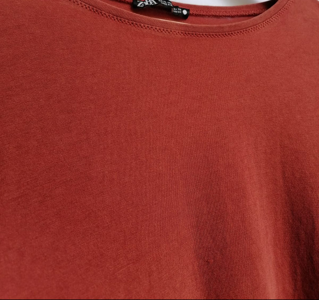 Zara Rust Long Sleeve Round Neck Top