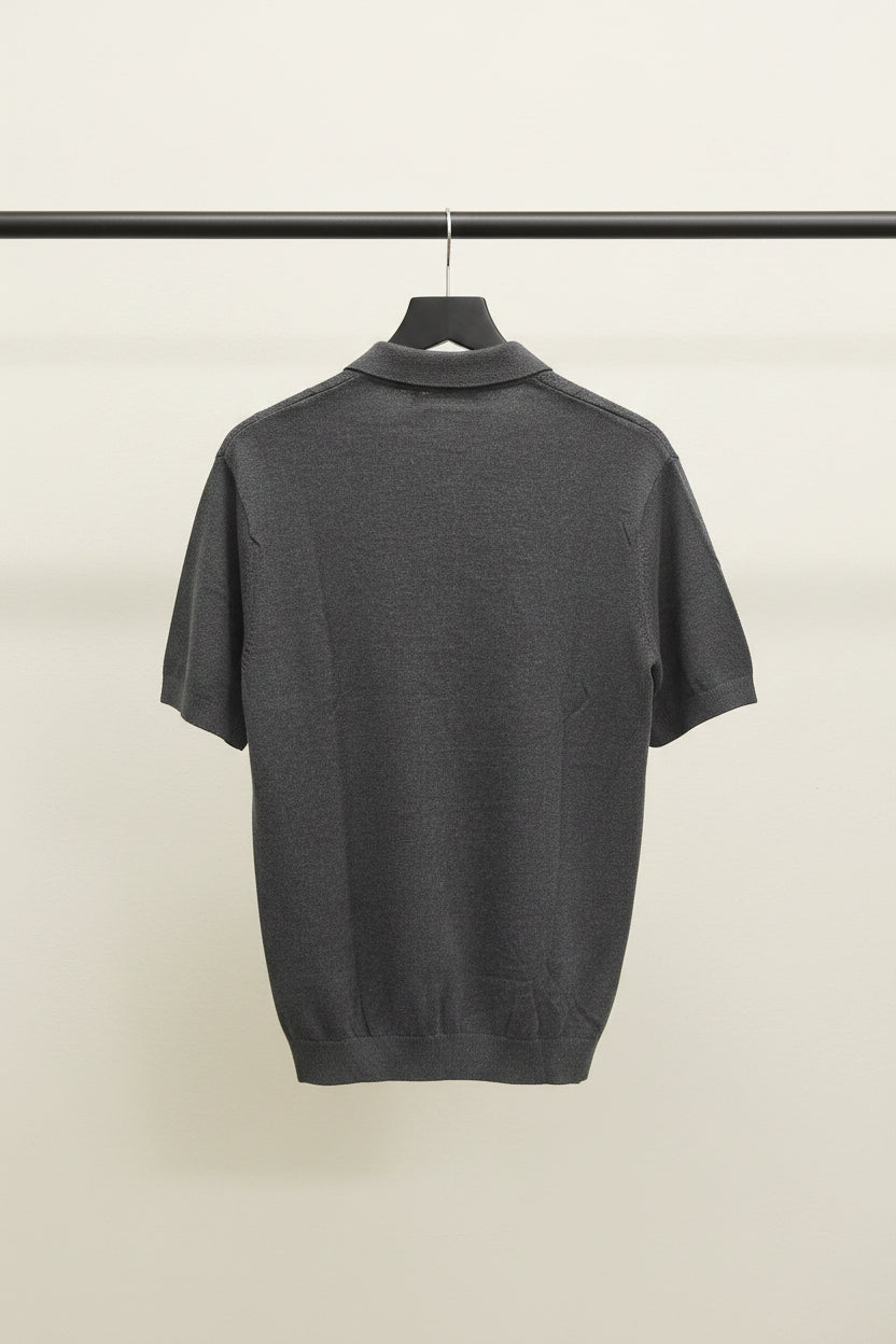 Fred Perry Men's Grey Cable Knit Polo Shirt