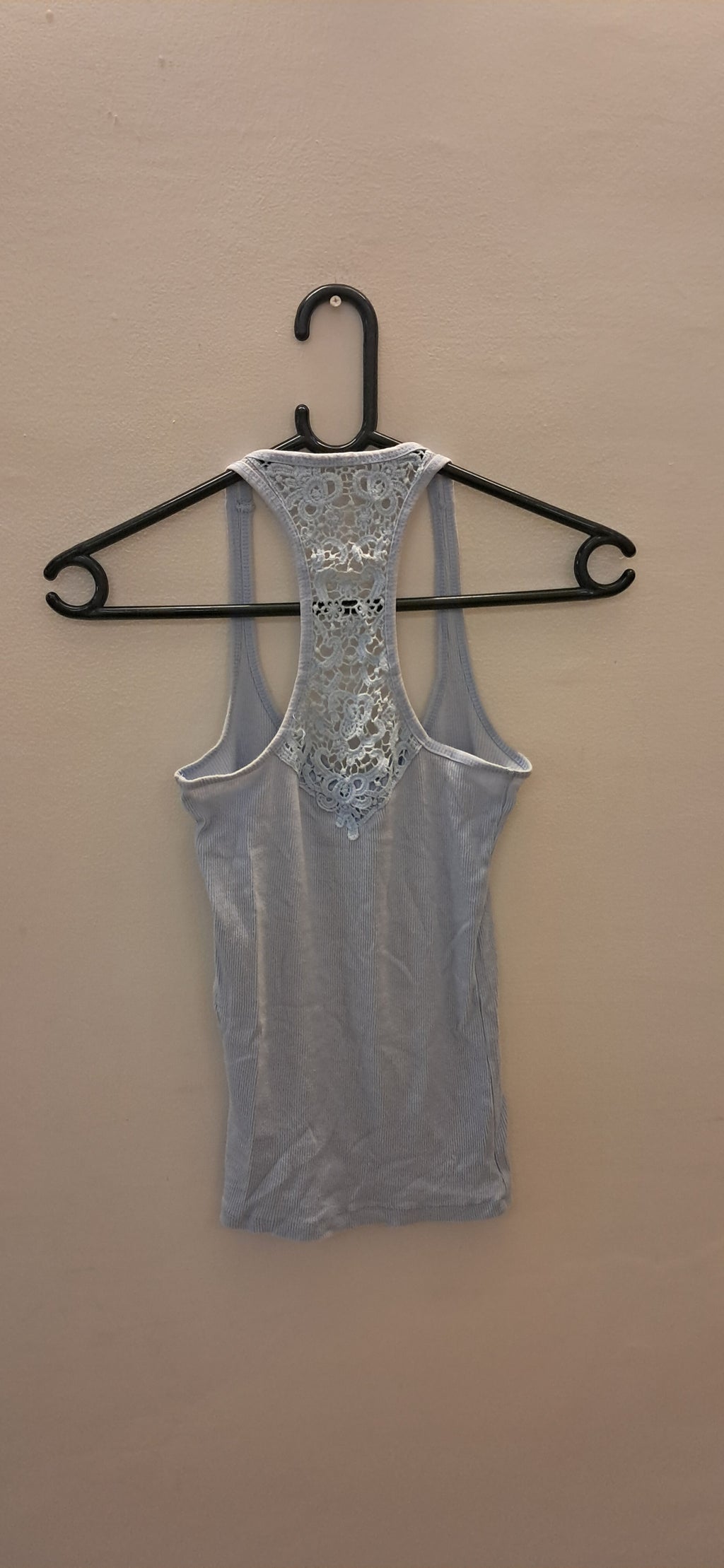 ATMOSPHERE Sky Blue Ribbed Tank Top with Lace Back