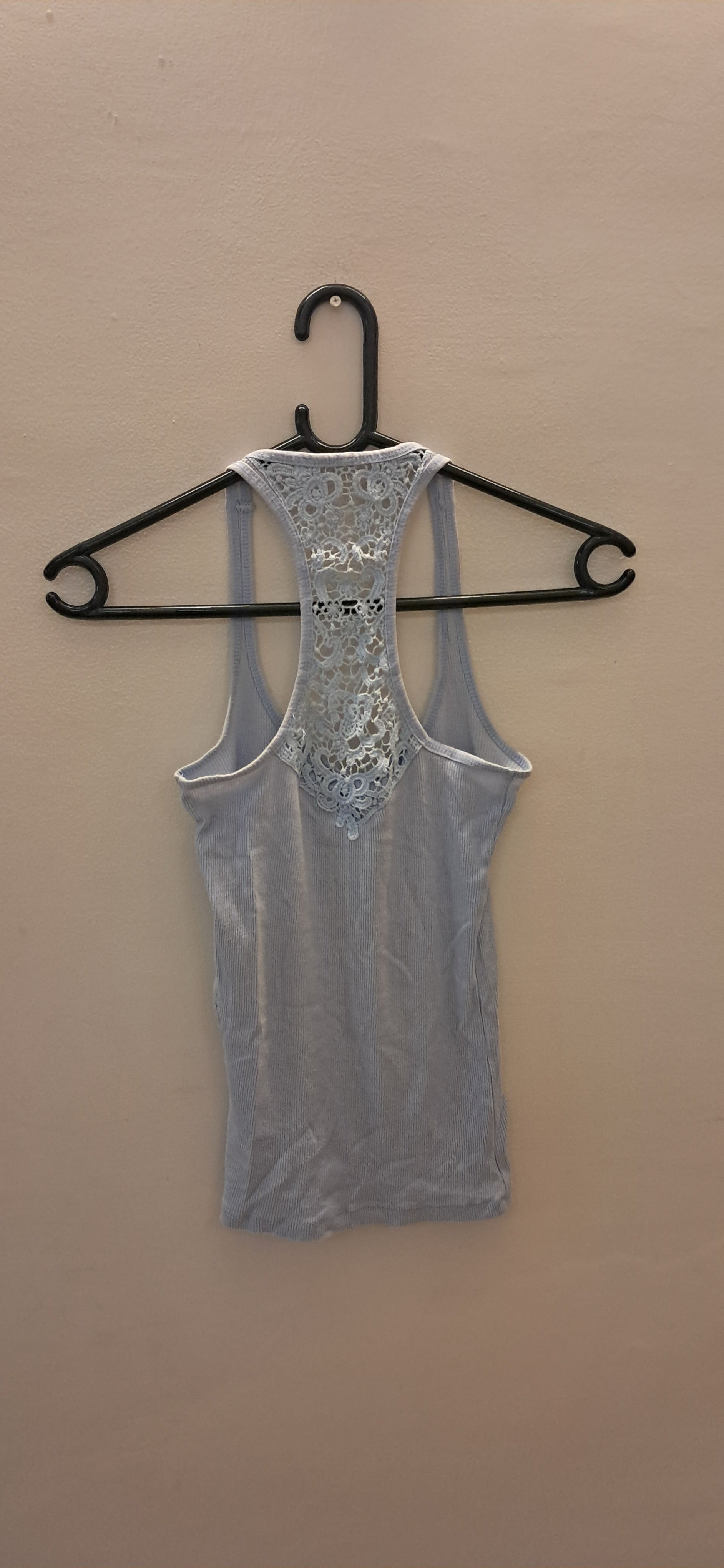 ATMOSPHERE Sky Blue Ribbed Tank Top with Lace Back