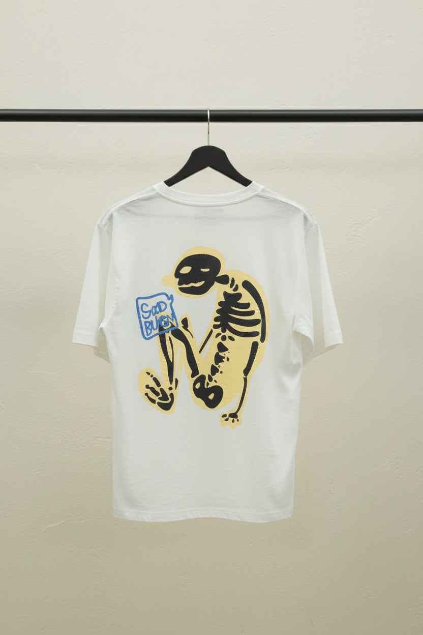 Pull&Bear White Skeleton Graphic Short Sleeve T-Shirt