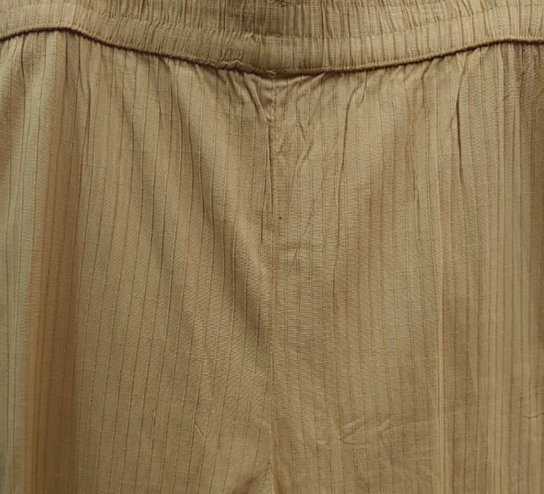 Women's Mustard Ribbed Elastic Waist Trousers