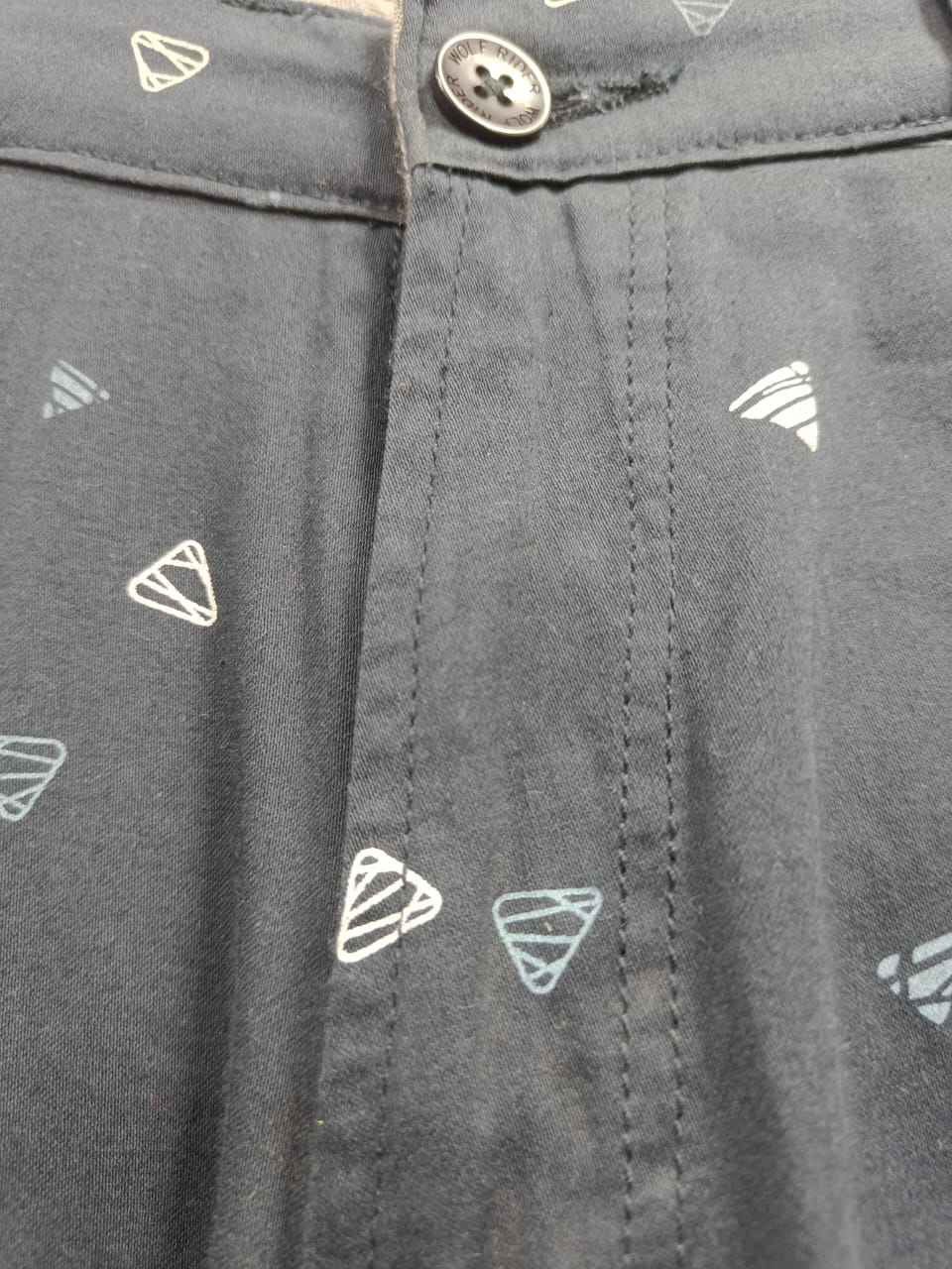 Wolf Rider Men's Dark Blue Printed Casual Shorts