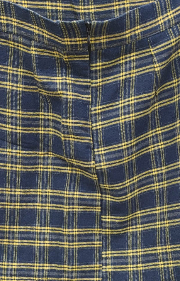 Women's Blue and Yellow Plaid A-Line Mini Skirt