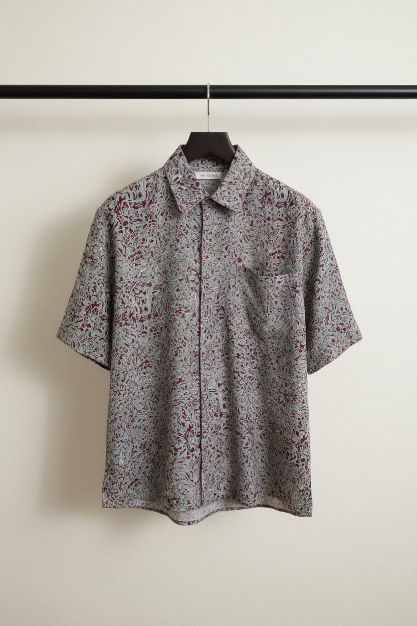 Bulan Bintang Men's Relaxed Fit Abstract Print Short Sleeve Shirt
